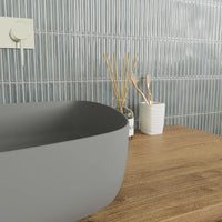 Lavabo da appoggio tondo 55,5x44x14 grigio | Persico