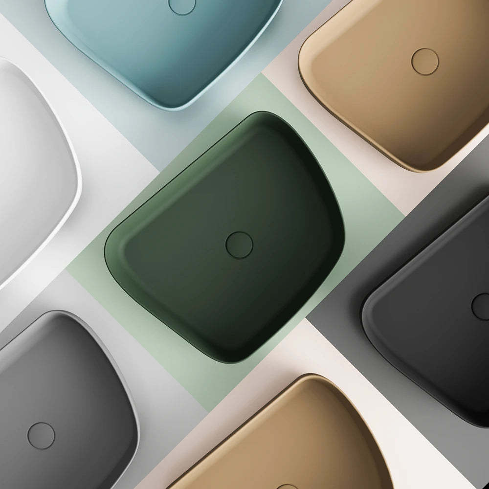 Lavabo da appoggio tondo 55,5x44x14 grigio | Persico