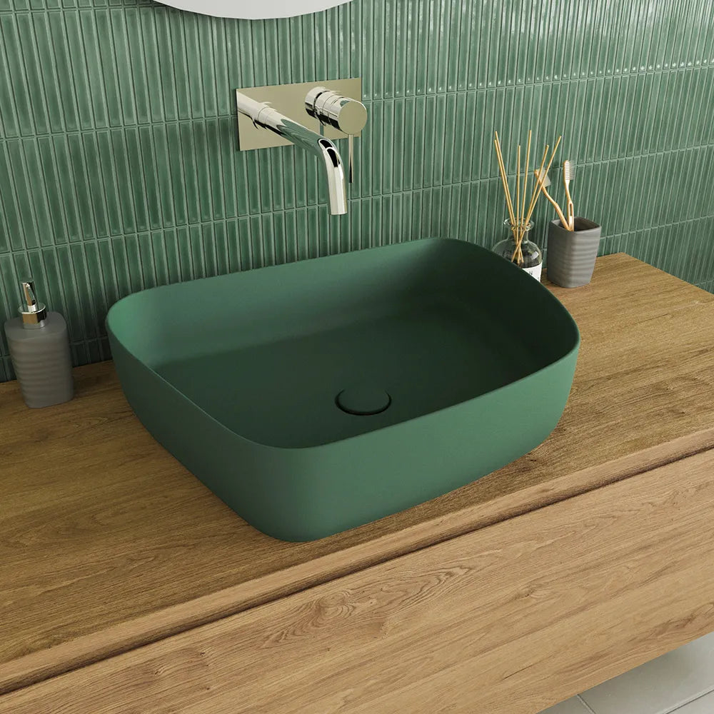 Lavabo da appoggio tondo 55,5x44x14 verde | Persico