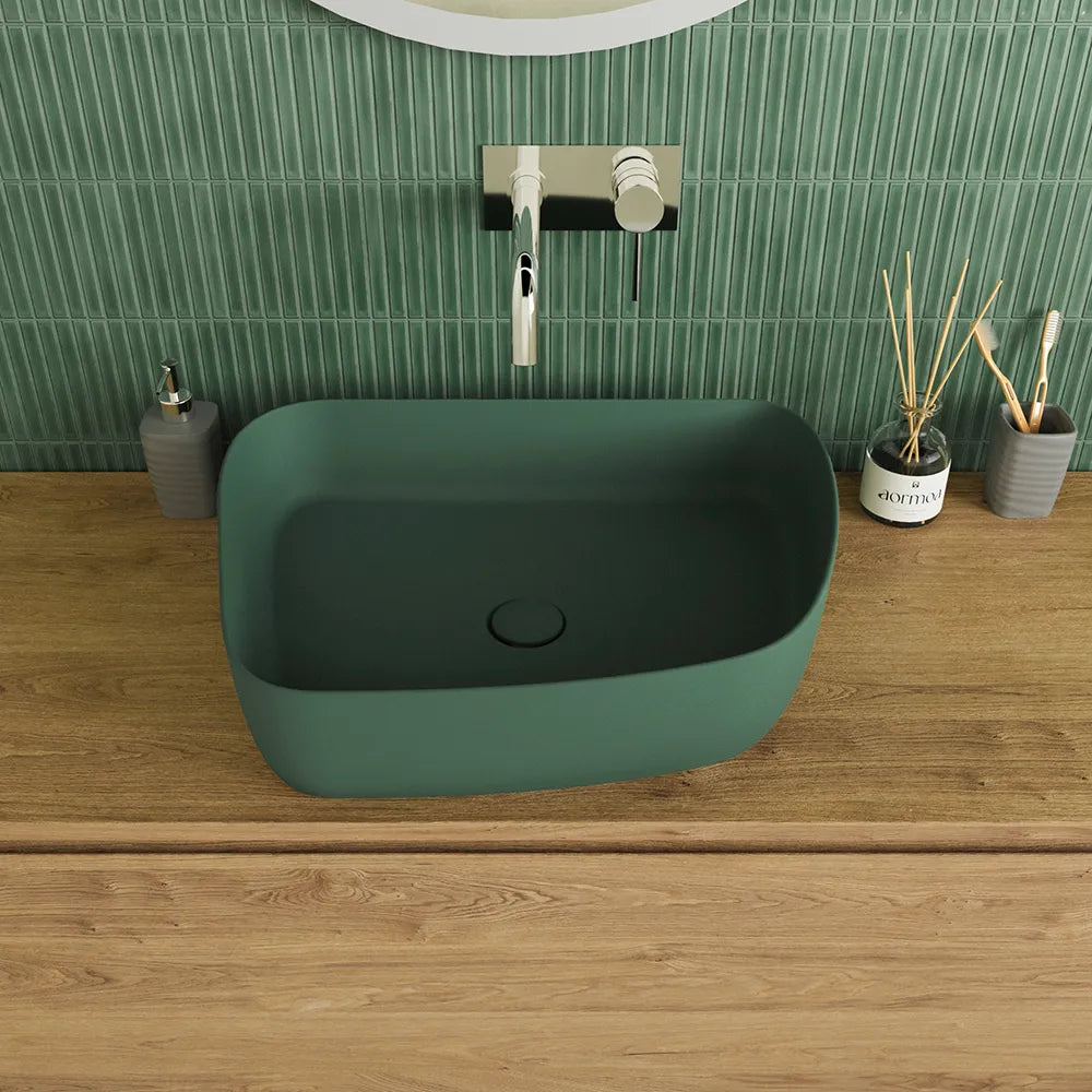 Lavabo da appoggio tondo 55,5x44x14 verde | Persico