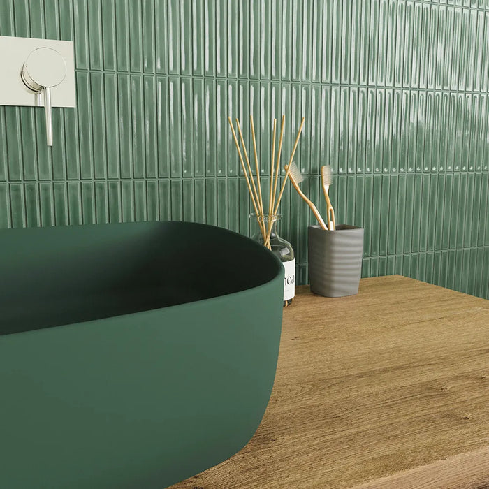 Lavabo da appoggio tondo 55,5x44x14 verde | Persico