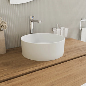 Lavabo da appoggio tondo 37,5x37,5x13,5 bianco opaco | Tirreno
