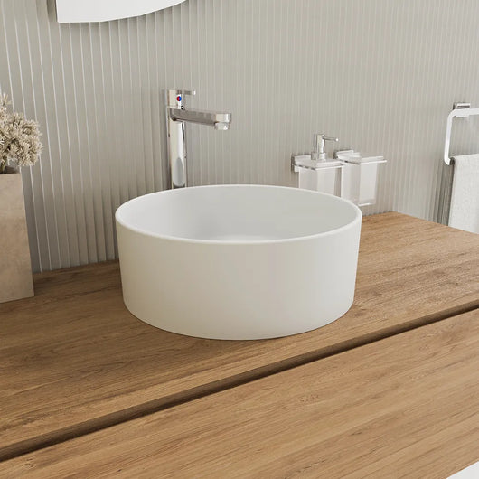 Lavabo da appoggio tondo 37,5x37,5x13,5 bianco opaco | Tirreno