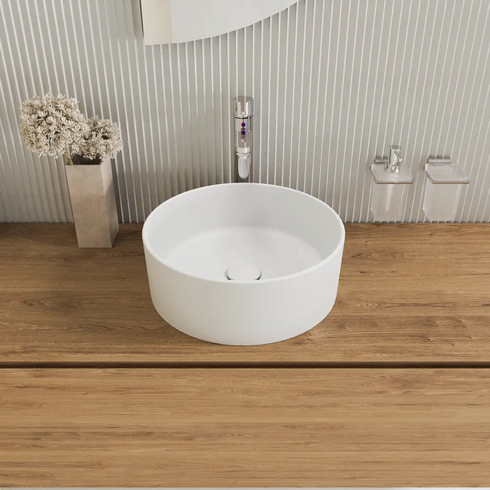 Lavabo da appoggio tondo 37,5x37,5x13,5 bianco opaco | Tirreno
