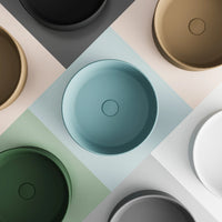 Lavabo da appoggio tondo 37,5x37,5x13,5 bianco opaco | Tirreno