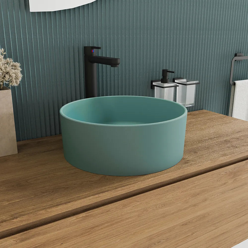 Lavabo da appoggio tondo 37,5x37,5x13,5 carta da zucchero | Tirreno