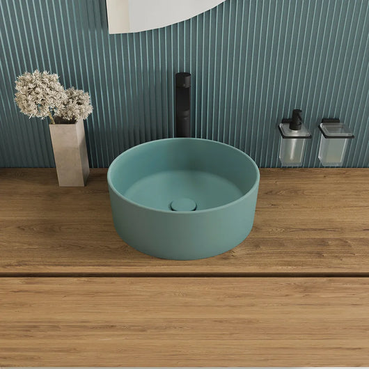 Lavabo da appoggio tondo 37,5x37,5x13,5 carta da zucchero | Tirreno