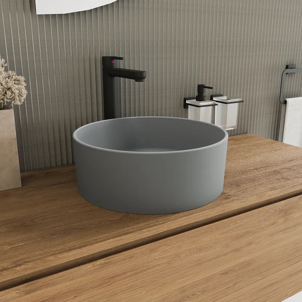 Lavabo da appoggio tondo 37,5x37,5x13,5 grigio | Tirreno