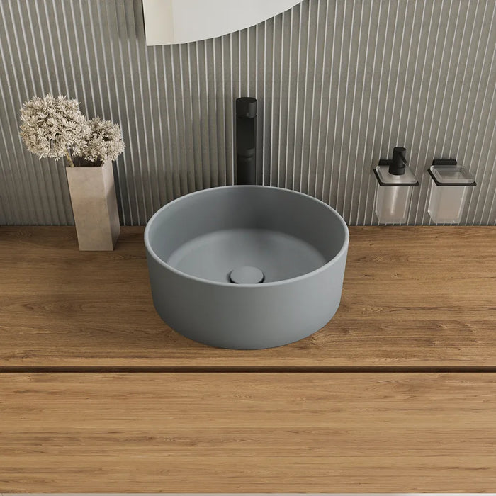 Lavabo da appoggio tondo 37,5x37,5x13,5 grigio | Tirreno