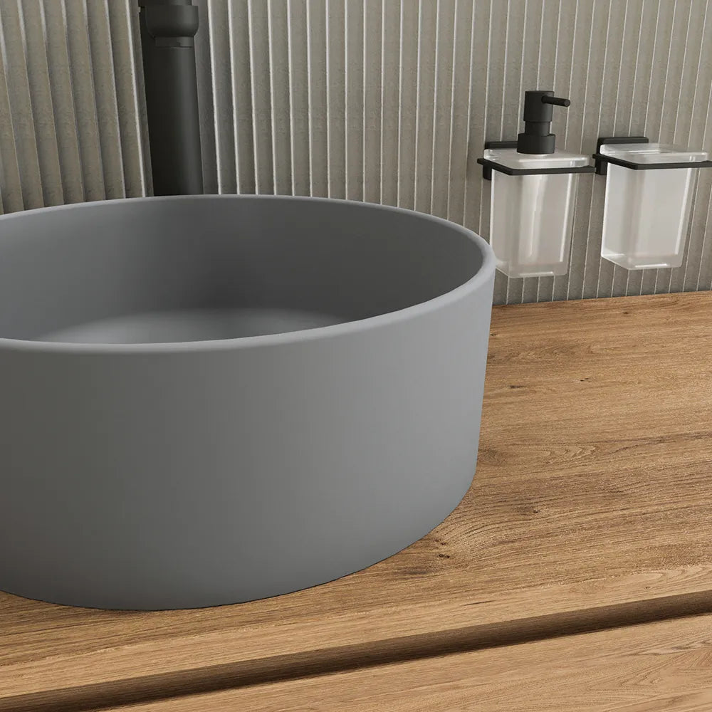 Lavabo da appoggio tondo 37,5x37,5x13,5 grigio | Tirreno