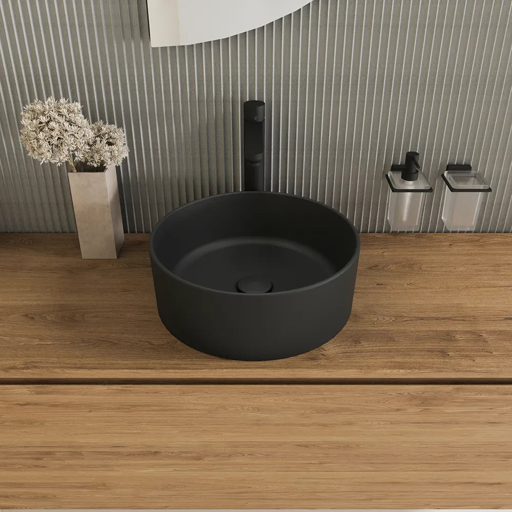 Lavabo da appoggio tondo 37,5x37,5x13,5 nero opaco | Tirreno