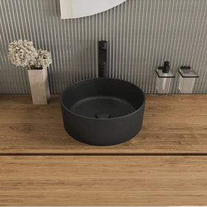 Lavabo da appoggio tondo 37,5x37,5x13,5 nero opaco | Tirreno