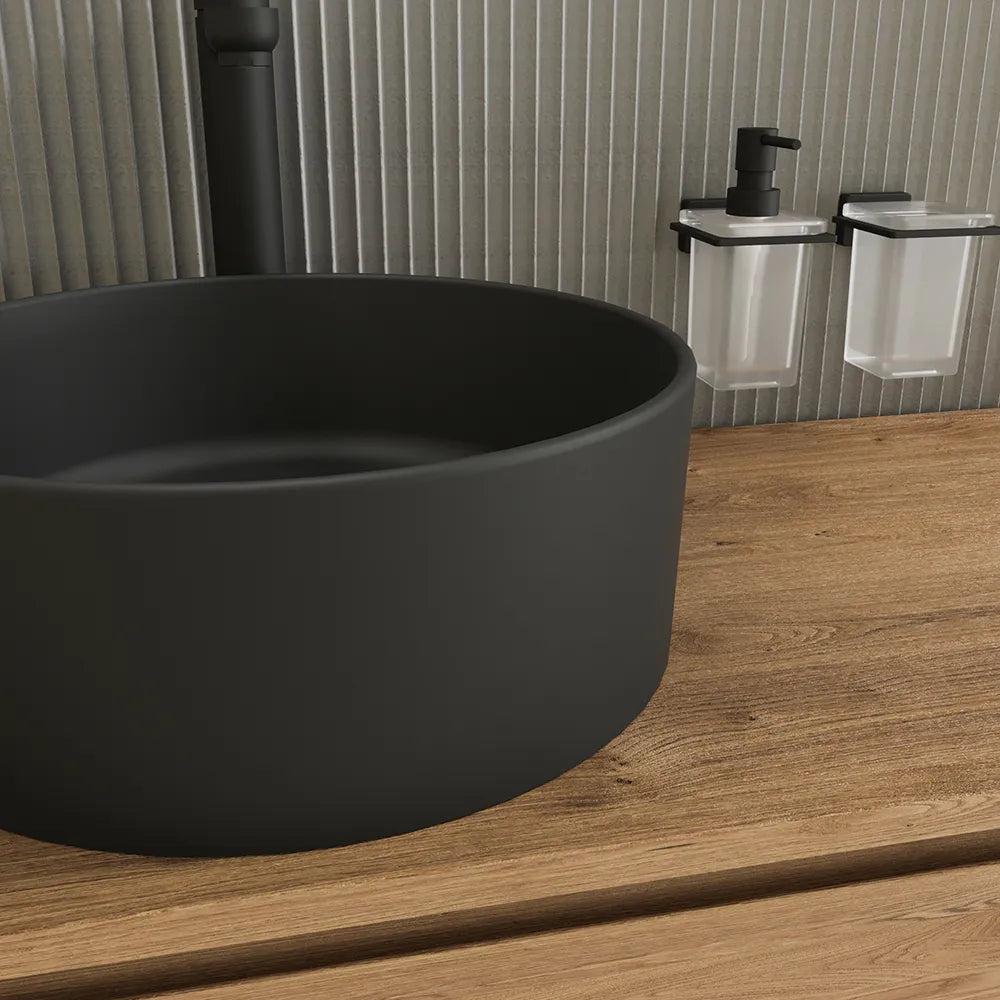 Lavabo da appoggio tondo 37,5x37,5x13,5 nero opaco | Tirreno