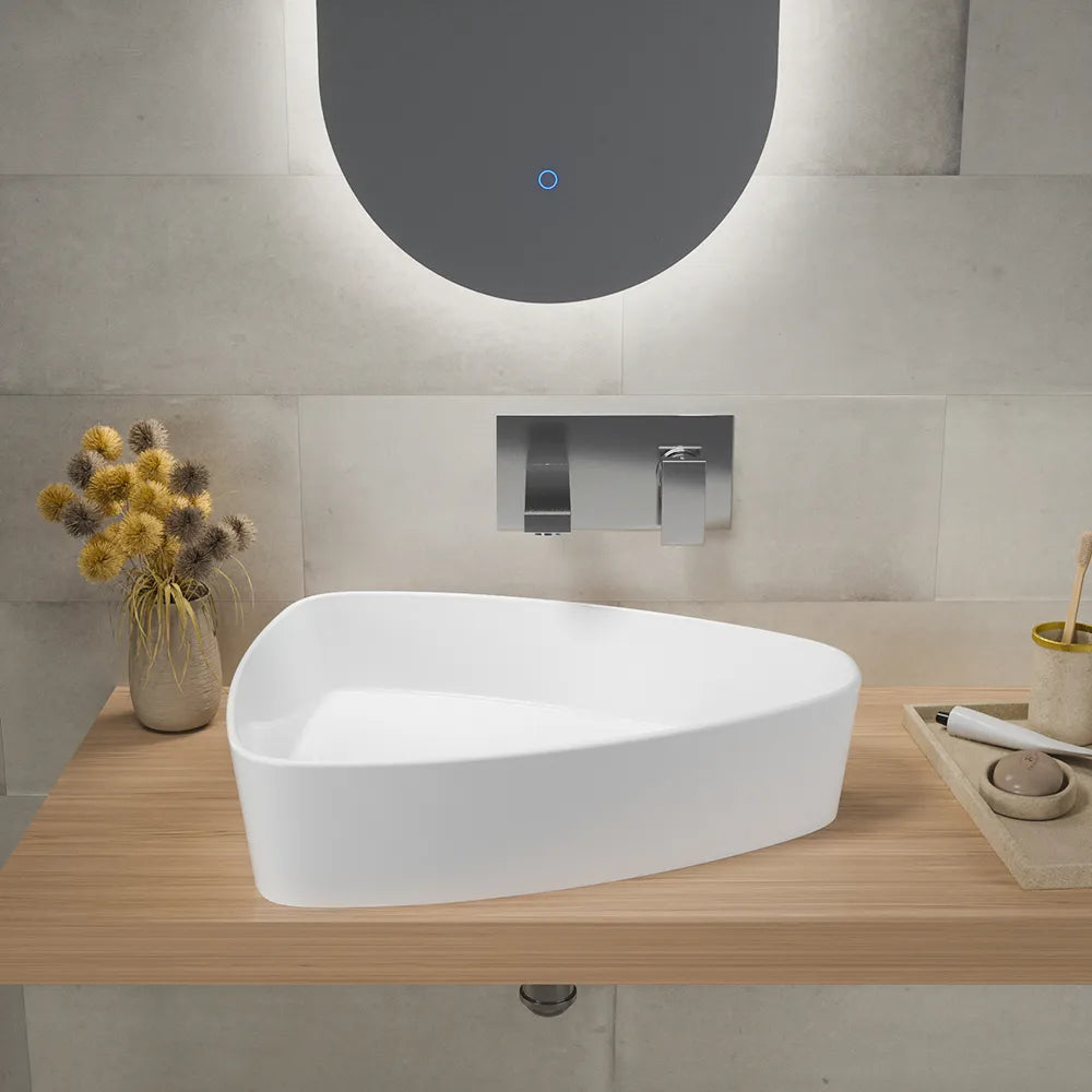 Lavabo da appoggio ovale 50x41x12 cm Bianco