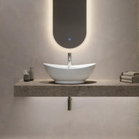 Lavabo da appoggio ovale con troppopieno 59x40x22 cm Bianco