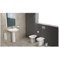 Lavabo bagno con colonna 66x55 cm Rak serie Orient in ceramica bianca lucida