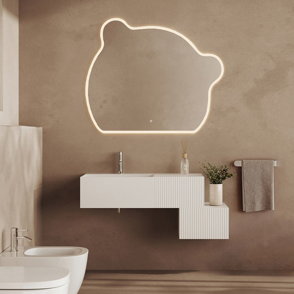 Lavabo bagno sospeso 60 cm design bianco opaco in resina Tevere