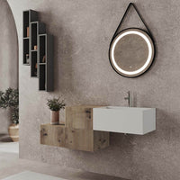 Lavabo bagno sospeso 60 cm design bianco opaco in resina Tevere