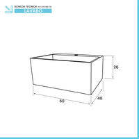 Lavabo bagno sospeso 60 cm design bianco opaco in resina Tevere