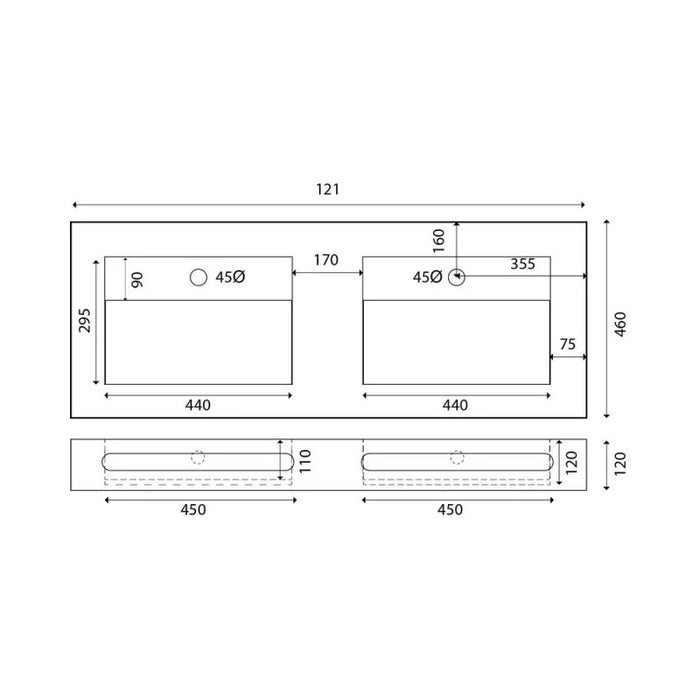 Lavabo bianco doppia vasca linea emotion serie confidence 4 cod 83756