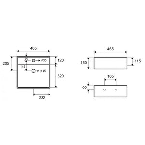 KELY lavabo quadrato sospeso 46,5x46,5x16 cm