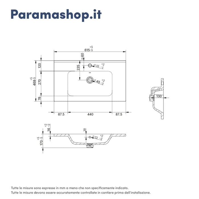 Mobile bagno sospeso 60 cm due cassetti grigio opaco con lavabo | Ardenne