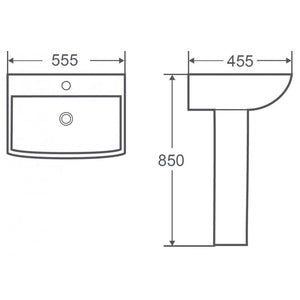 Lavabo a colonna AMPIFOLIS 56x45x85 cm in porcellana