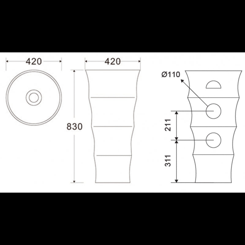 Lavabo totem LOUVRE 83x42x42 cm in porcellana