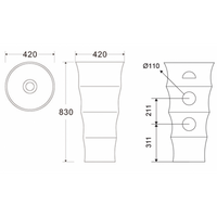 Lavabo totem LOUVRE 83x42x42 cm in porcellana