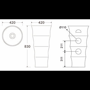 Lavabo totem LOUVRE 83x42x42 cm in porcellana