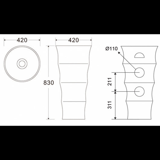 Lavabo totem LOUVRE 83x42x42 cm in porcellana