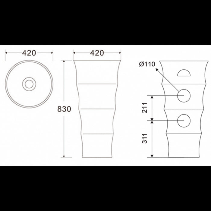 Lavabo totem LOUVRE 83x42x42 cm in porcellana