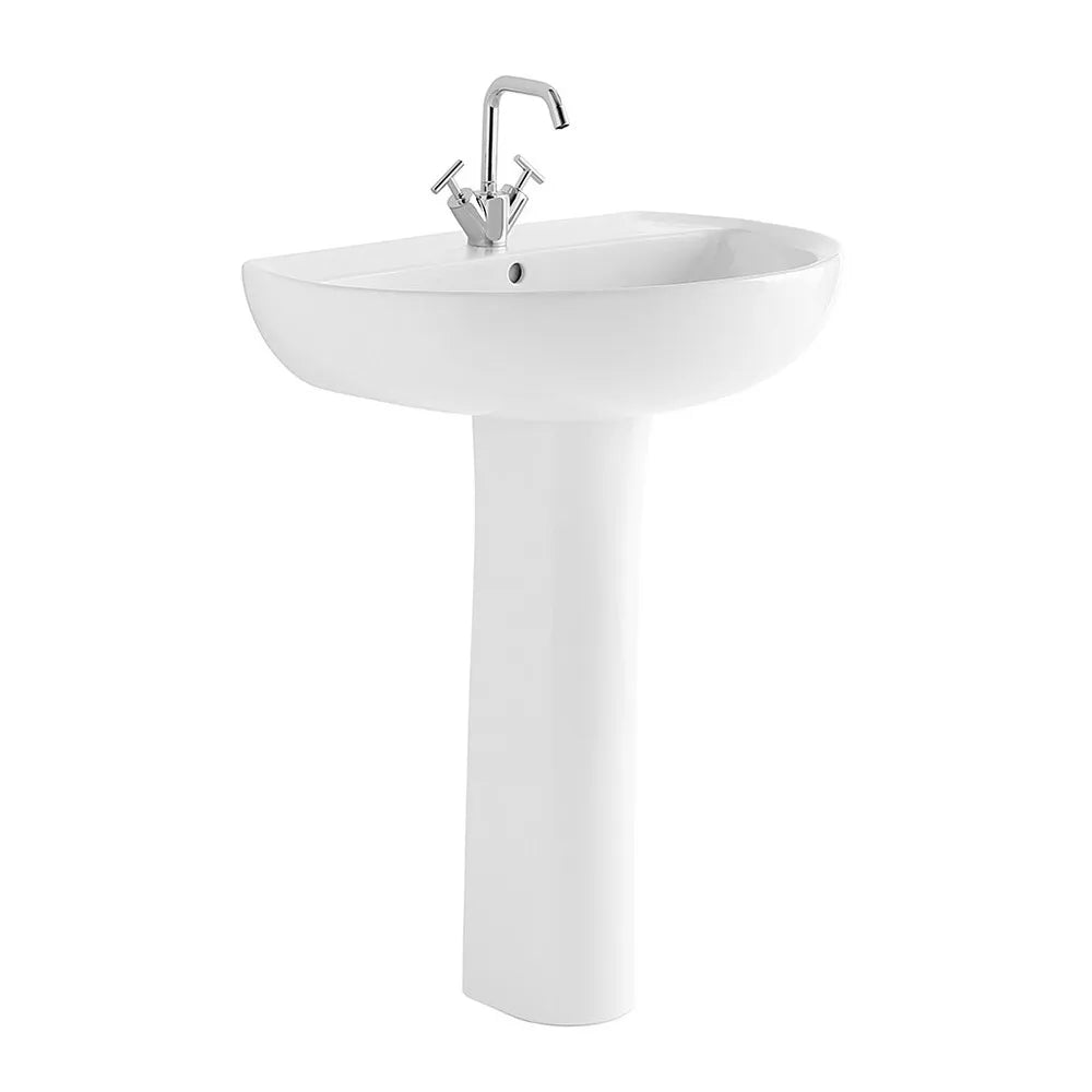 Lavabo con colonna 60 cm Geberit in ceramica lucida  Colibrì