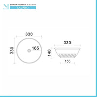 Lavabo da appoggio 33 cm sabbia con rilievi sul fondo  Logos