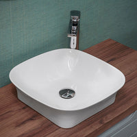 Lavabo da appoggio 40x40 quadrato in ceramica bianco lucido