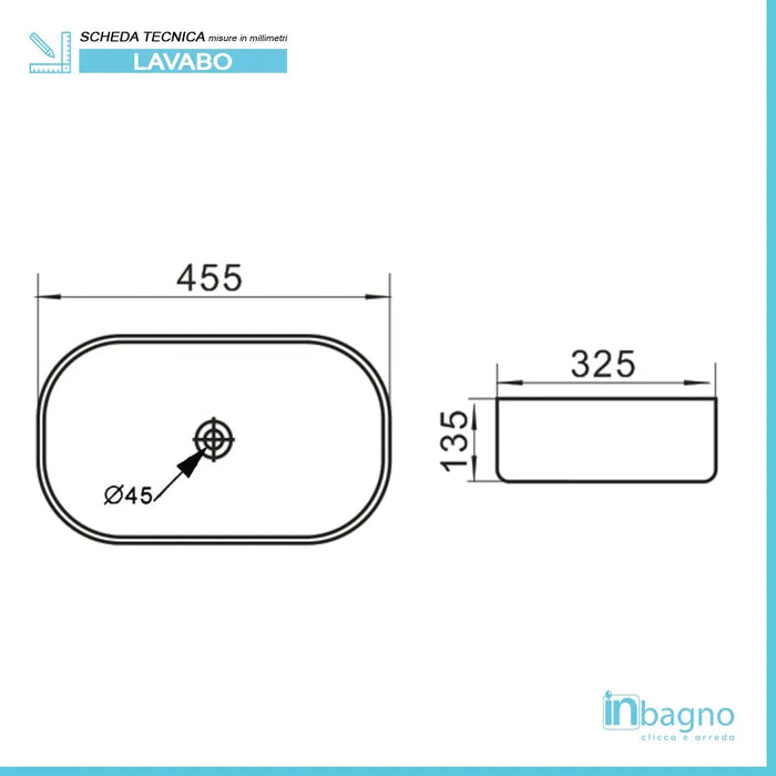 Lavabo da appoggio 45x32 cm in ceramica nero opaco con dettagli oro