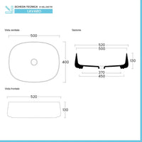 Lavabo da appoggio 50 cm ovale in ceramica bianco opaco  Milos