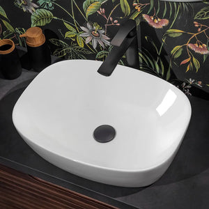 Lavabo da appoggio 50x38 cm in ceramica lucida con angoli tondi