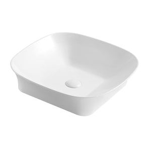 Lavabo da appoggio 50x50 quadrato in ceramica bianco lucido