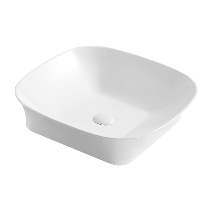 Lavabo da appoggio 50x50 quadrato in ceramica bianco lucido
