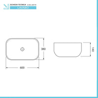 Lavabo da appoggio 60x38 cm in ceramica bianco lucido
