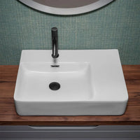 Lavabo da appoggio 60x43 con vasca a sinistra in ceramica lucida