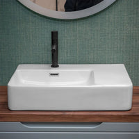 Lavabo da appoggio 60x43 con vasca a sinistra in ceramica lucida