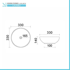 Lavabo da appoggio a ciotola 33 cm bianco lucido in ceramica  Espeon