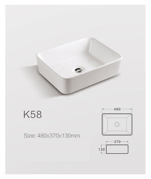 Lavabo da appoggio in ceramica bianco lucido K58