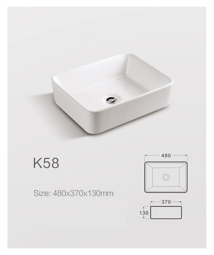 Lavabo da appoggio in ceramica bianco lucido K58