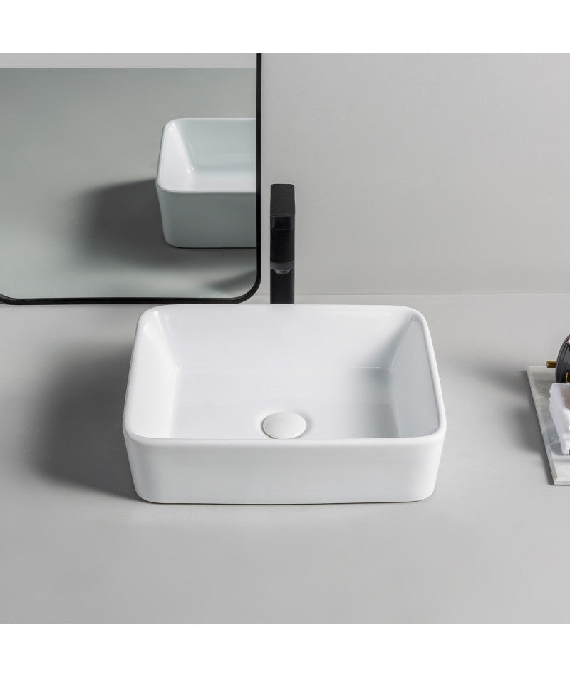 Lavabo da appoggio in ceramica bianco lucido K58