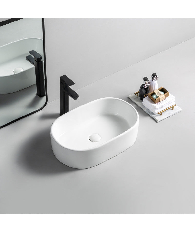 Lavabo da appoggio in ceramica bianco lucido K105