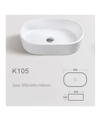 Lavabo da appoggio in ceramica bianco lucido K105