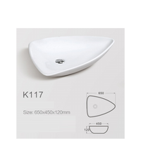 Lavabo da appoggio in ceramica bianco lucido K117